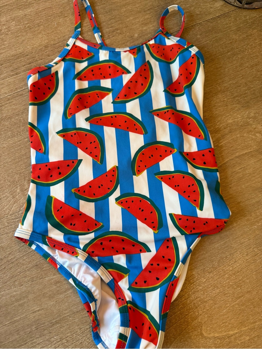 Hanna Andersson Kids Watermelon Print One-Piece Swimsuit - Blue & Red size 12